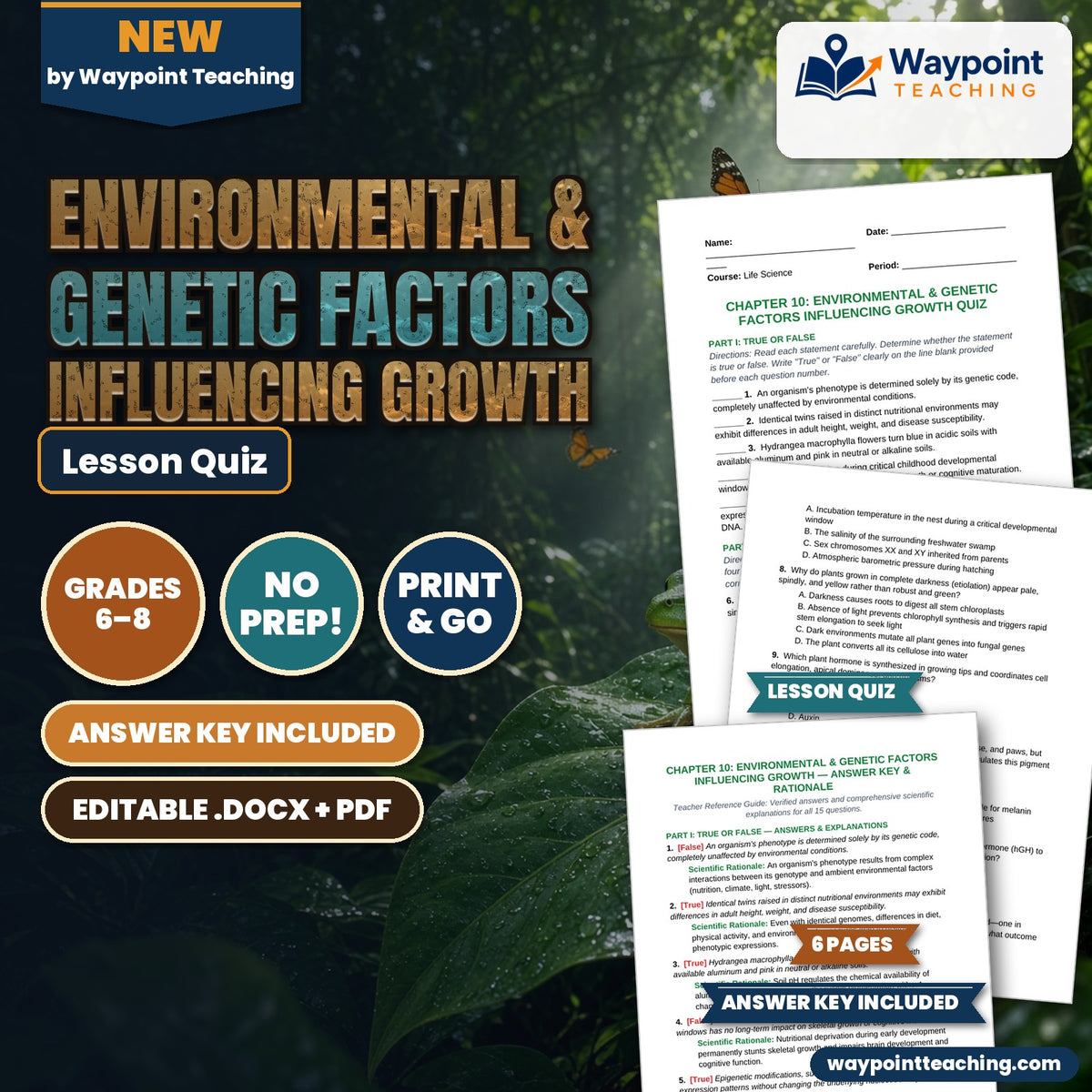 Environmental & Genetic Factors Influencing Growth Lesson Quiz cover