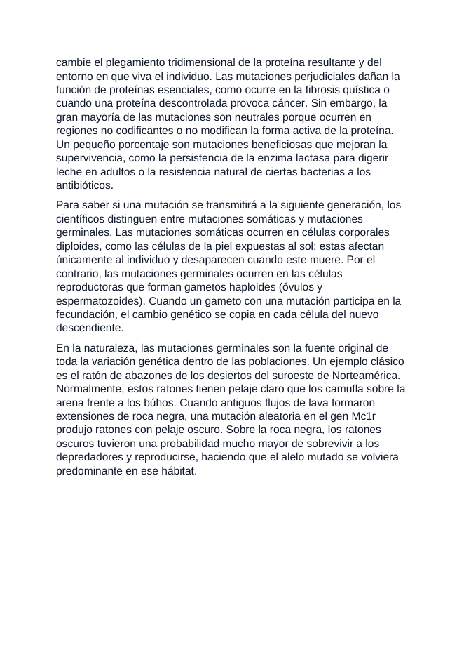 Genetic Mutations Spanish Reading Passage & Comprehension Questions sample page