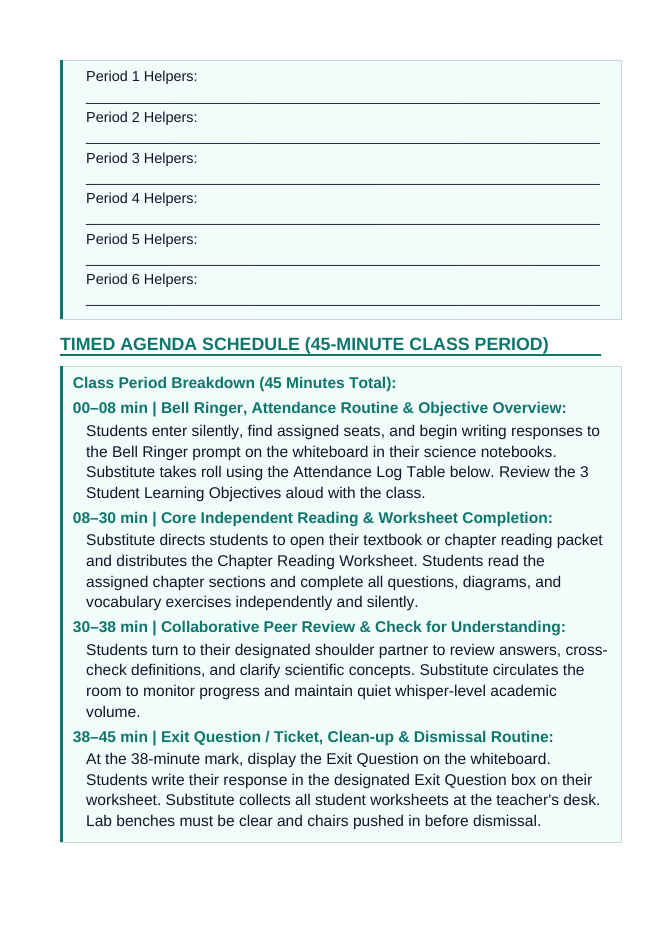 Information Processing & the Nervous System Substitute Lesson Plan sample page