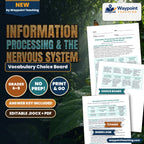 Information Processing & the Nervous System Vocabulary Choice Board cover