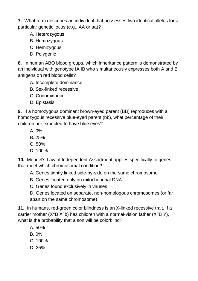 Inheritance of Traits & Punnett Squares Lesson Quiz sample page