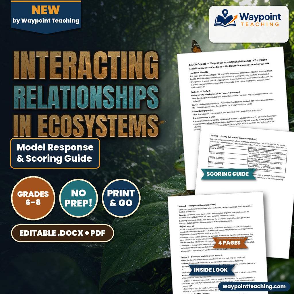 Interacting Relationships in Ecosystems Model Response & Scoring Guide cover