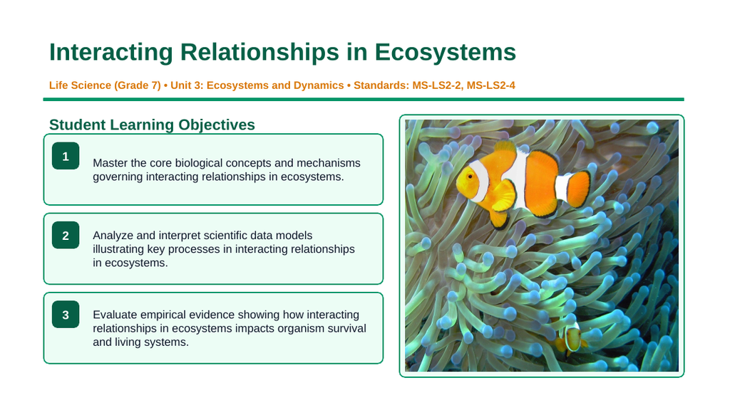 Interacting Relationships in Ecosystems Slide Show Presentation sample page