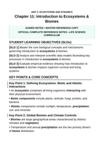 Introduction to Ecosystems & Biomes Guided Notes sample page