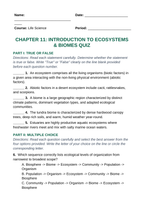 Introduction to Ecosystems & Biomes Lesson Quiz sample page