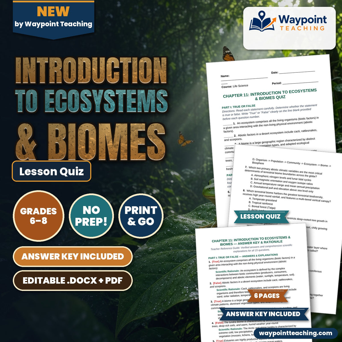 Introduction to Ecosystems & Biomes Lesson Quiz cover