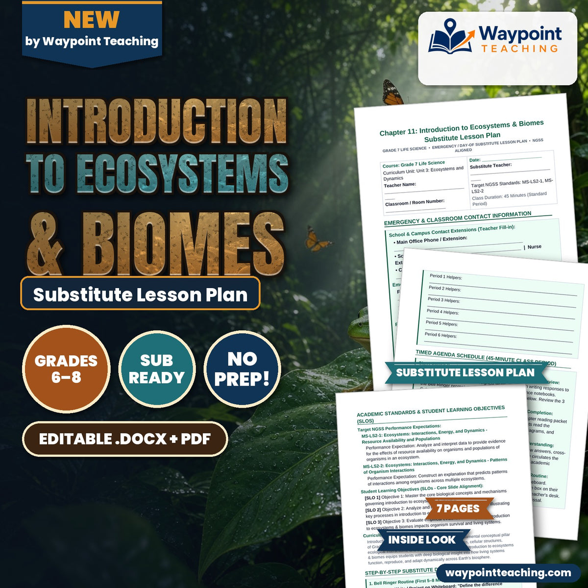 Introduction to Ecosystems & Biomes Substitute Lesson Plan cover