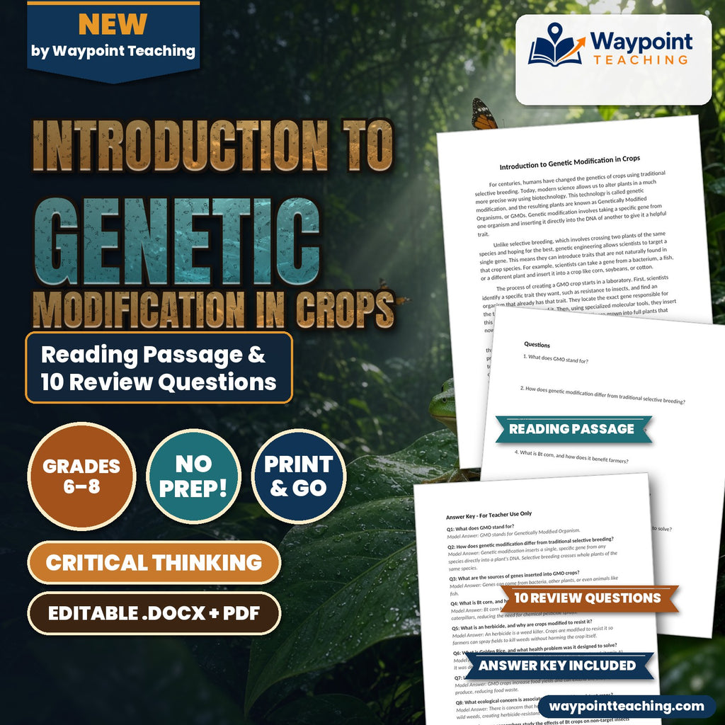 Introduction to Genetic Modification in Crops Reading Worksheet cover