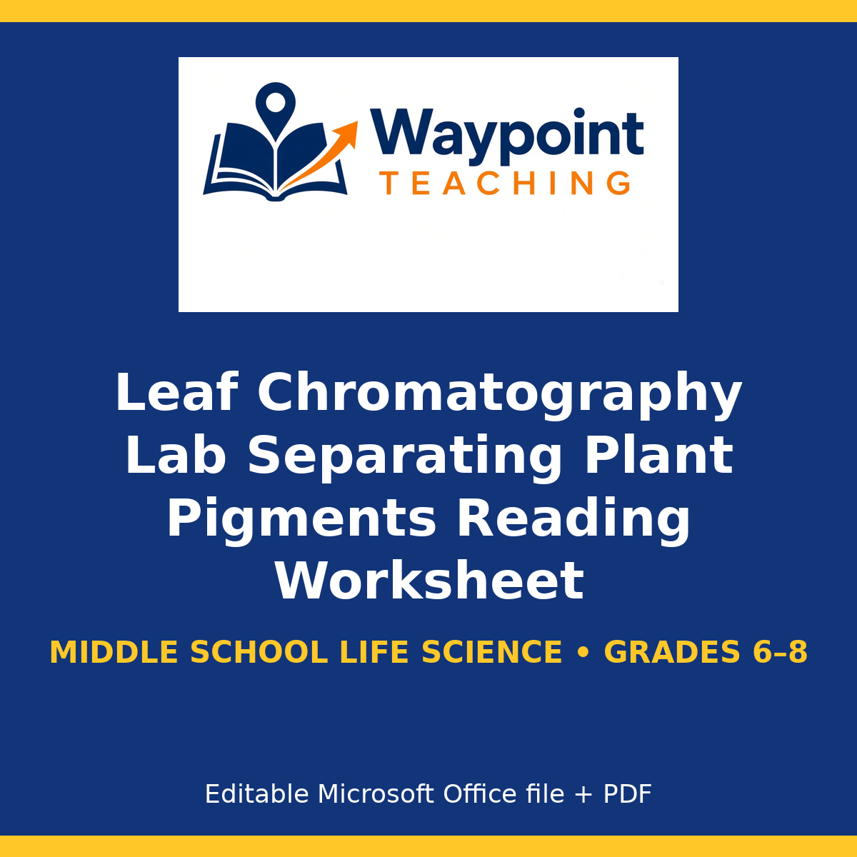 Leaf Chromatography Lab Separating Plant Pigments Reading Worksheet cover