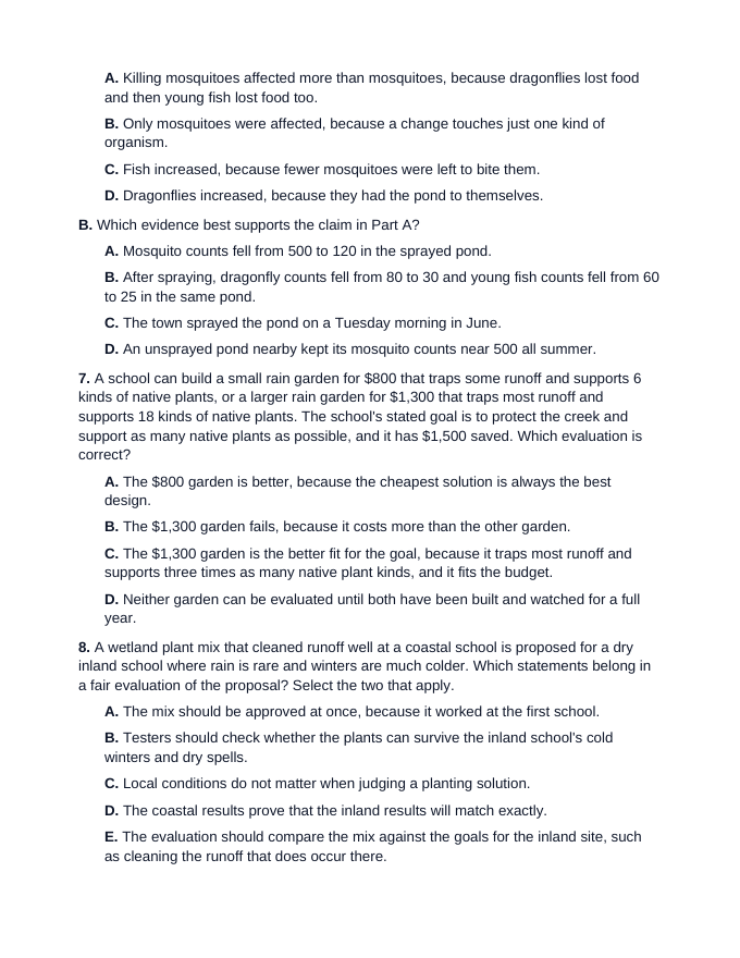 Maryland MISA Ecosystems and Heredity Misconception & Composite Practice Bank sample page