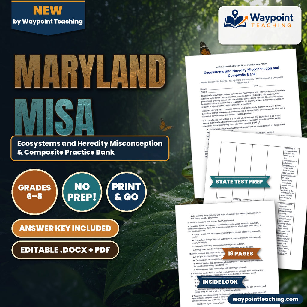 Maryland MISA Ecosystems and Heredity Misconception & Composite Practice Bank cover