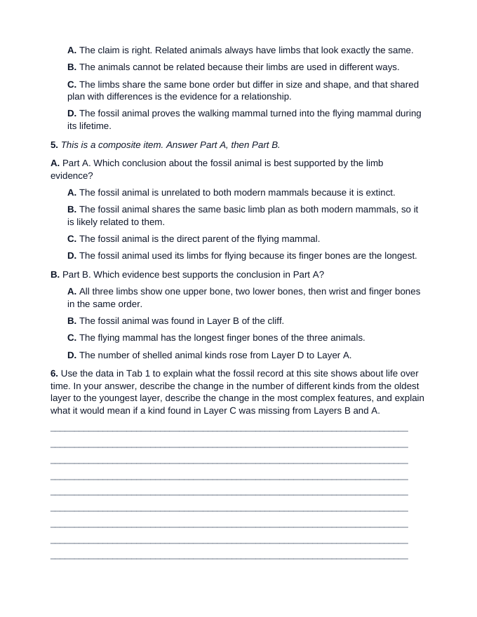 Maryland MISA Natural Selection and Adaptations Cluster Practice Set sample page