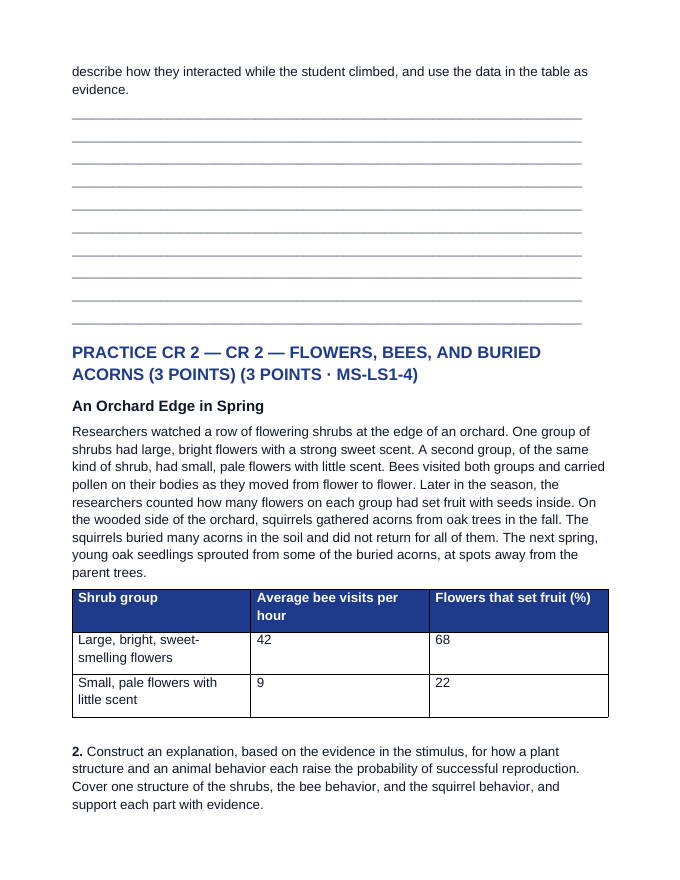 Maryland MISA Structure, Function, and Growth of Organisms CR Practice & Scoring Guidance sample page