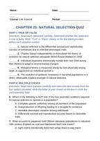 Natural Selection Lesson Quiz sample page