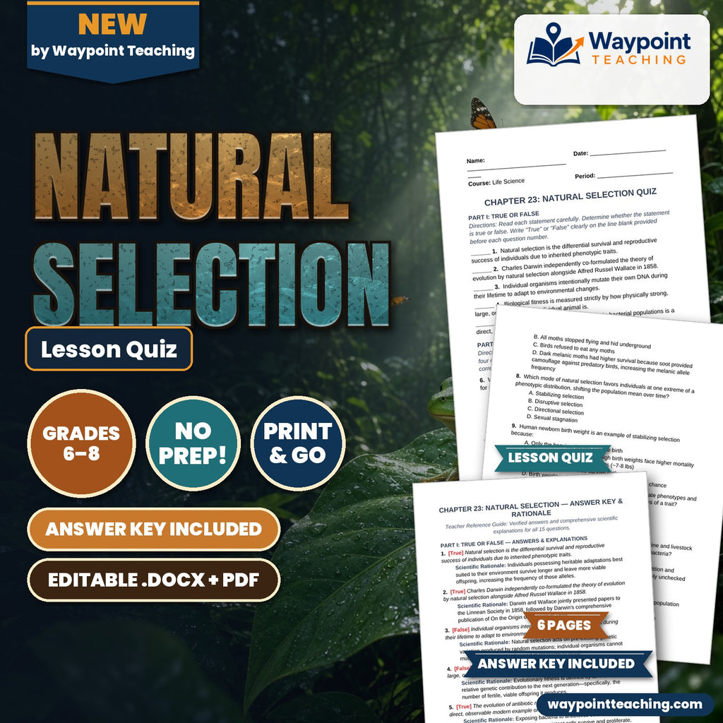 Natural Selection Lesson Quiz cover