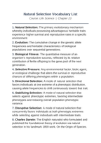 Natural Selection Vocabulary Words & Definitions sample page