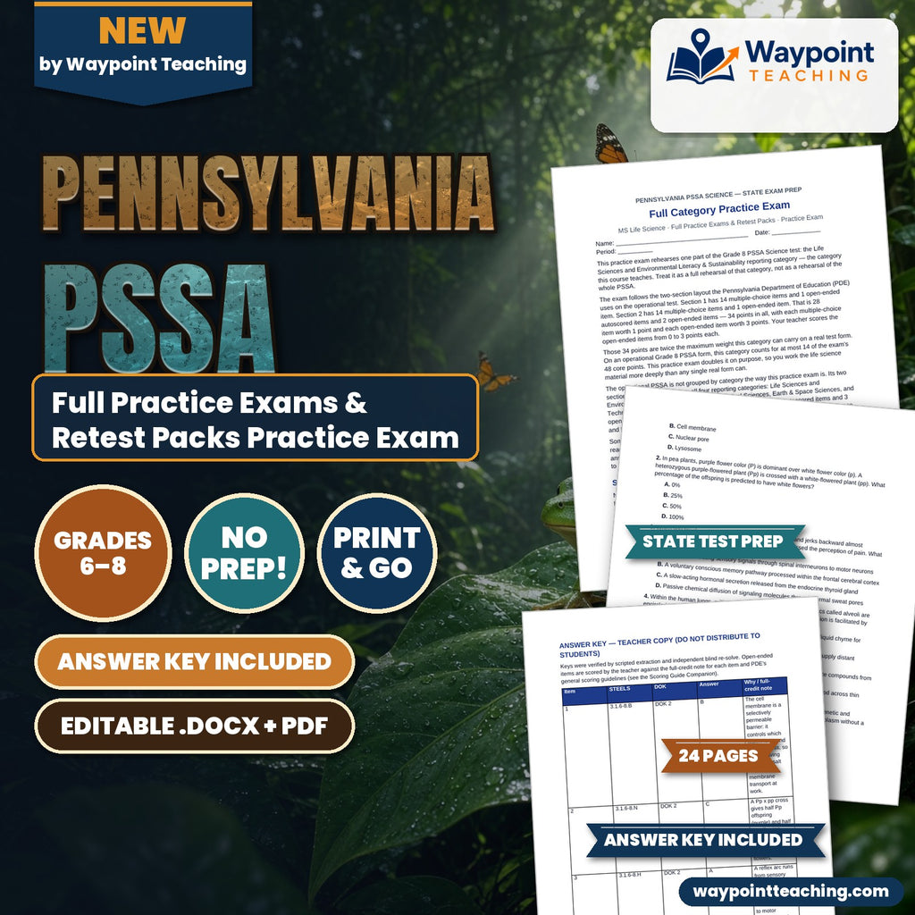 Pennsylvania PSSA Full Practice Exams & Retest Packs Practice Exam cover