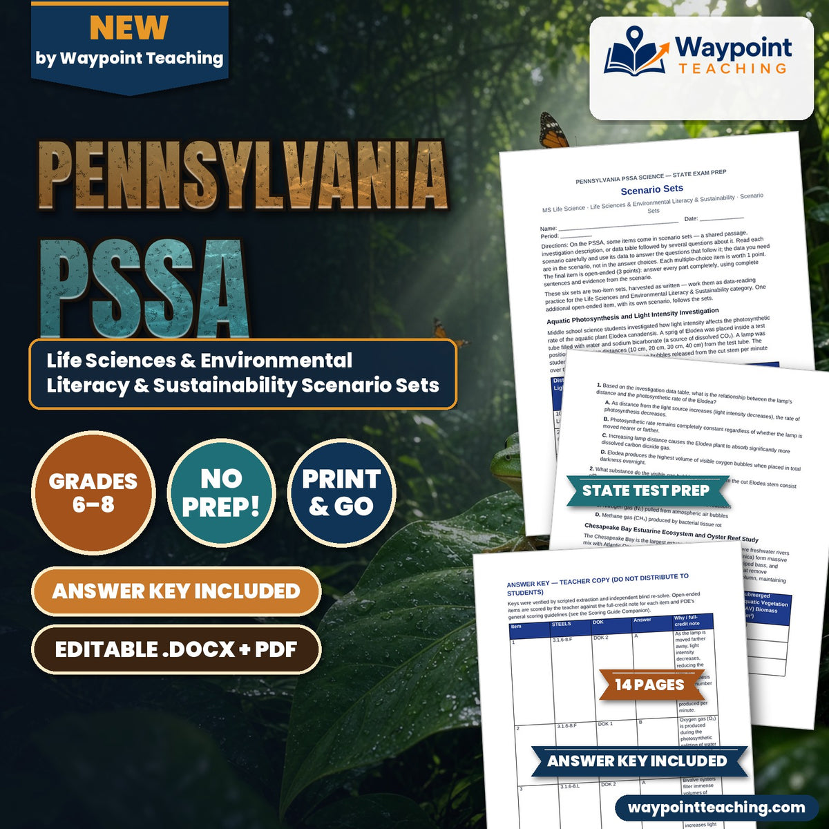 Pennsylvania PSSA Life Sciences & Environmental Literacy & Sustainability Scenario Sets cover
