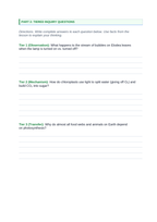 Photosynthesis Phenomena-Based Lesson: Submerged Elodea Leaves Releasing Streams of Oxygen Bubbles Student Response Sheet sample page