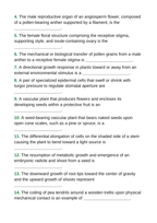 Plant Structures for Survival & Reproduction Fill-in-the-Blank Vocabulary Worksheet sample page