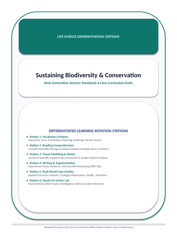 Sustaining Biodiversity & Conservation Differentiation Stations sample page