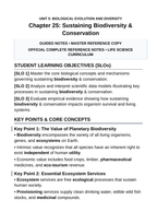 Sustaining Biodiversity & Conservation Guided Notes sample page