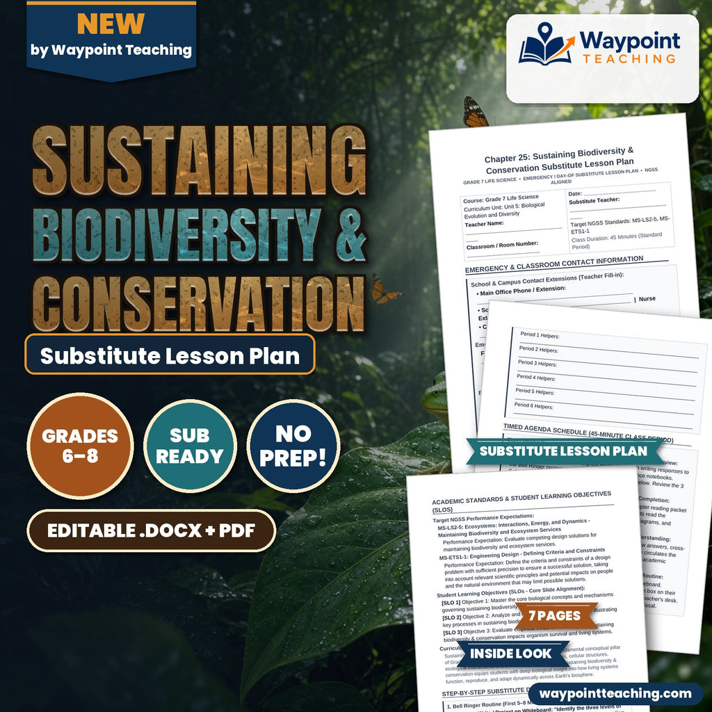 Sustaining Biodiversity & Conservation Substitute Lesson Plan cover