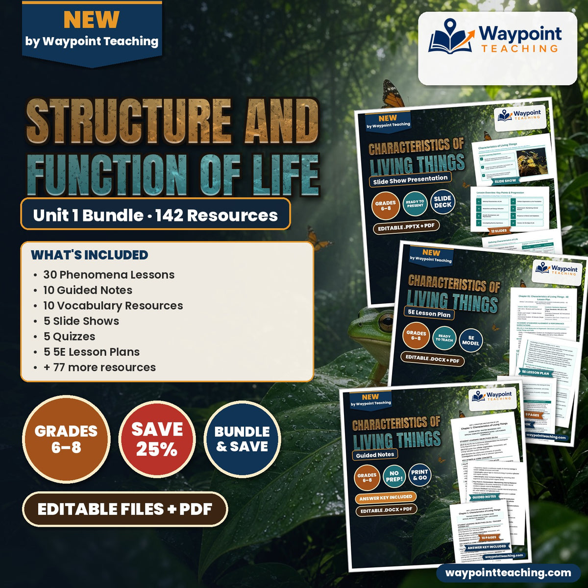 Middle School Life Science Unit 1: Structure and Function of Life Bundle cover
