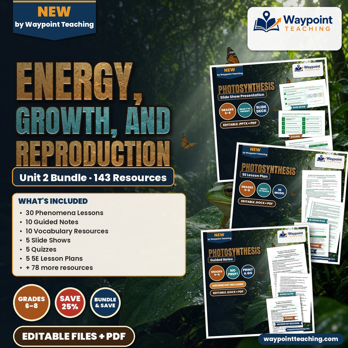 Middle School Life Science Unit 2: Energy, Growth, and Reproduction Bundle cover