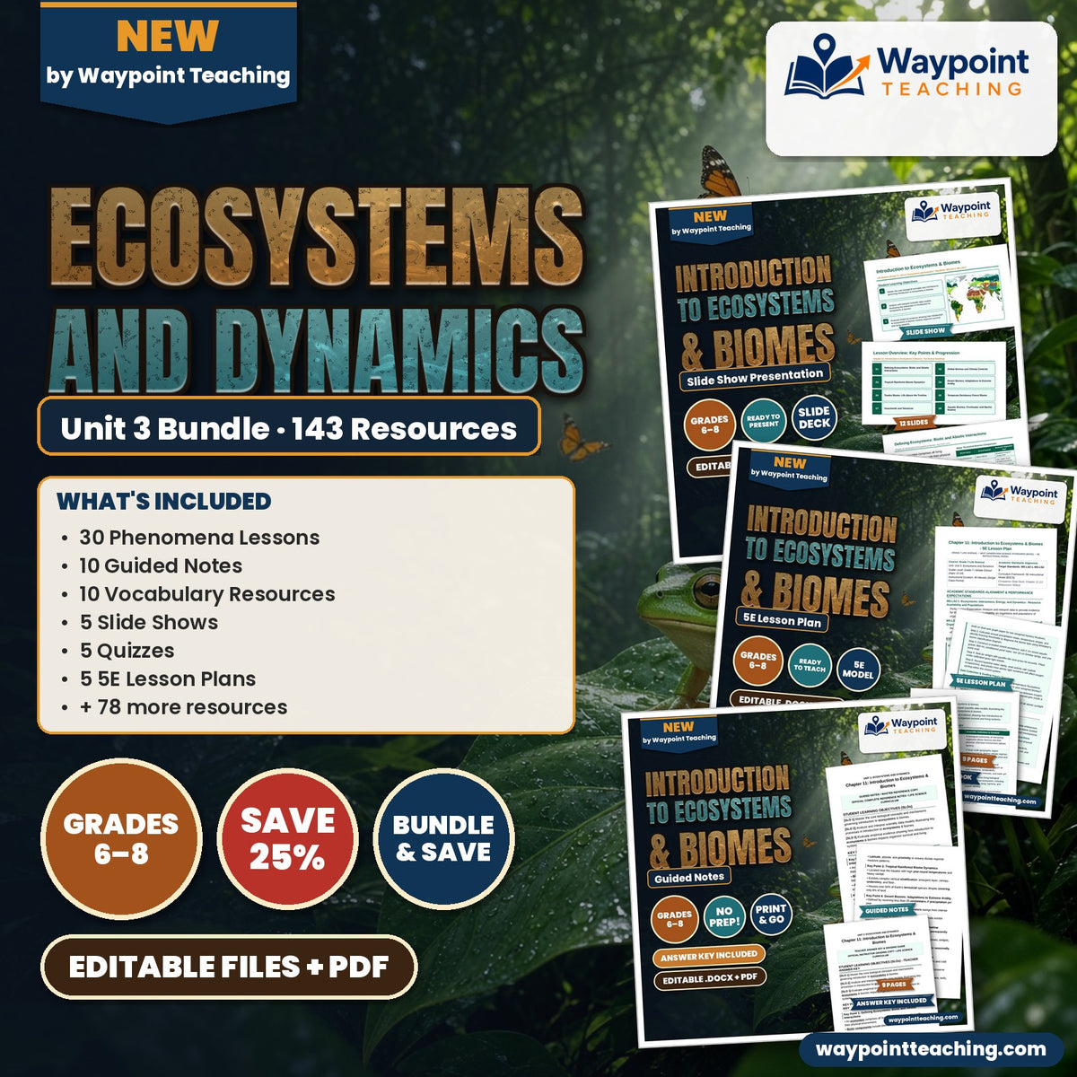 Middle School Life Science Unit 3: Ecosystems and Dynamics Bundle cover