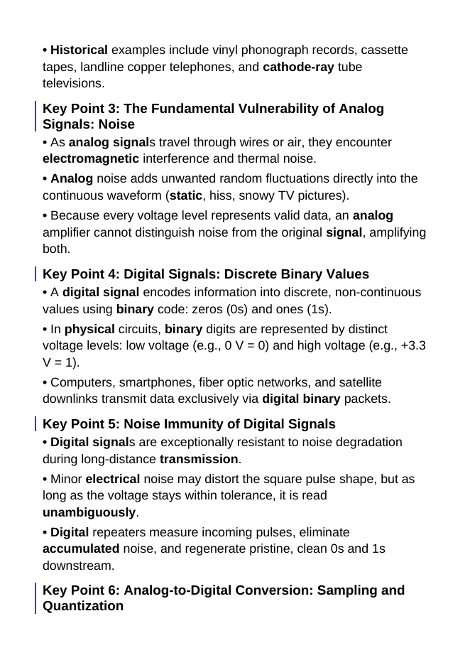 Analog vs. Digital Signals in Technology Guided Notes sample page