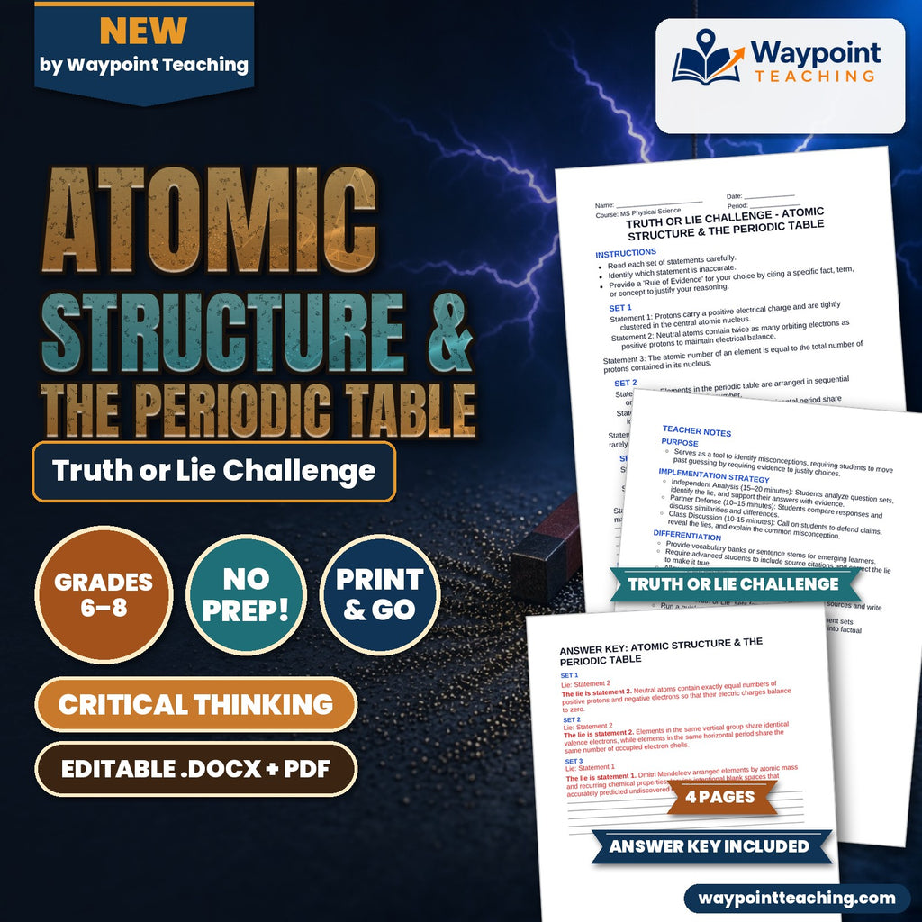 Atomic Structure & the Periodic Table Truth or Lie Challenge cover
