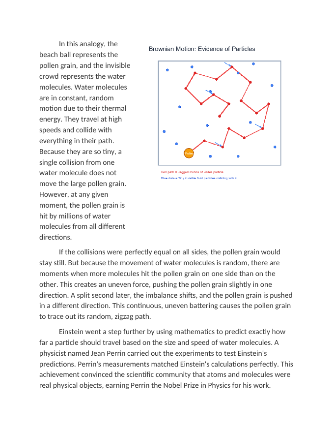 Brownian Motion and Evidence of Invisible Particle Movement Reading Worksheet sample page