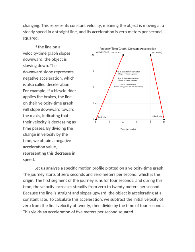 Calculating Acceleration Rates from Velocity-Time Data Reading Worksheet sample page