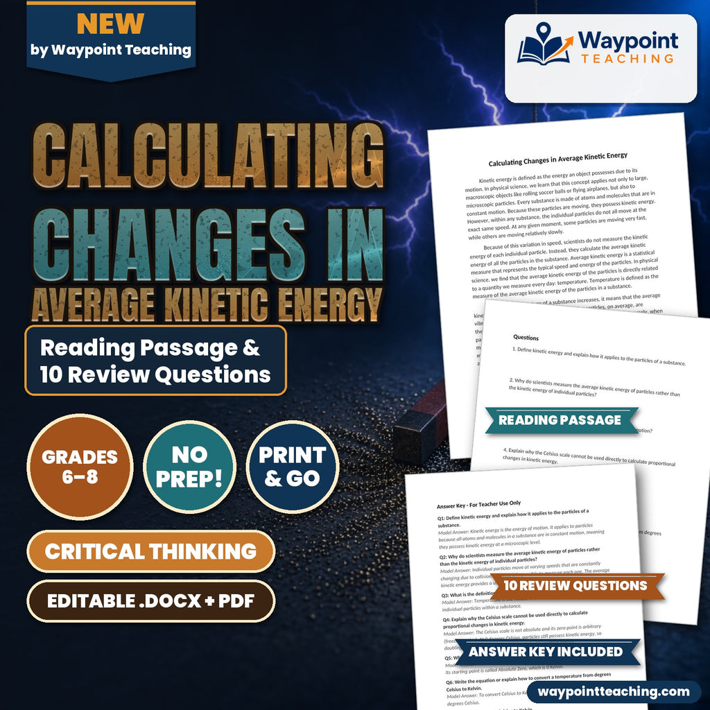 Calculating Changes in Average Kinetic Energy Reading Worksheet cover