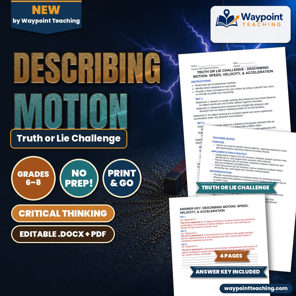 Describing Motion: Speed, Velocity, & Acceleration Truth or Lie Challenge cover