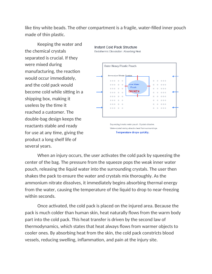 Designing a Chemical Cold Pack: Engineering an Endothermic Solution Reading Worksheet sample page