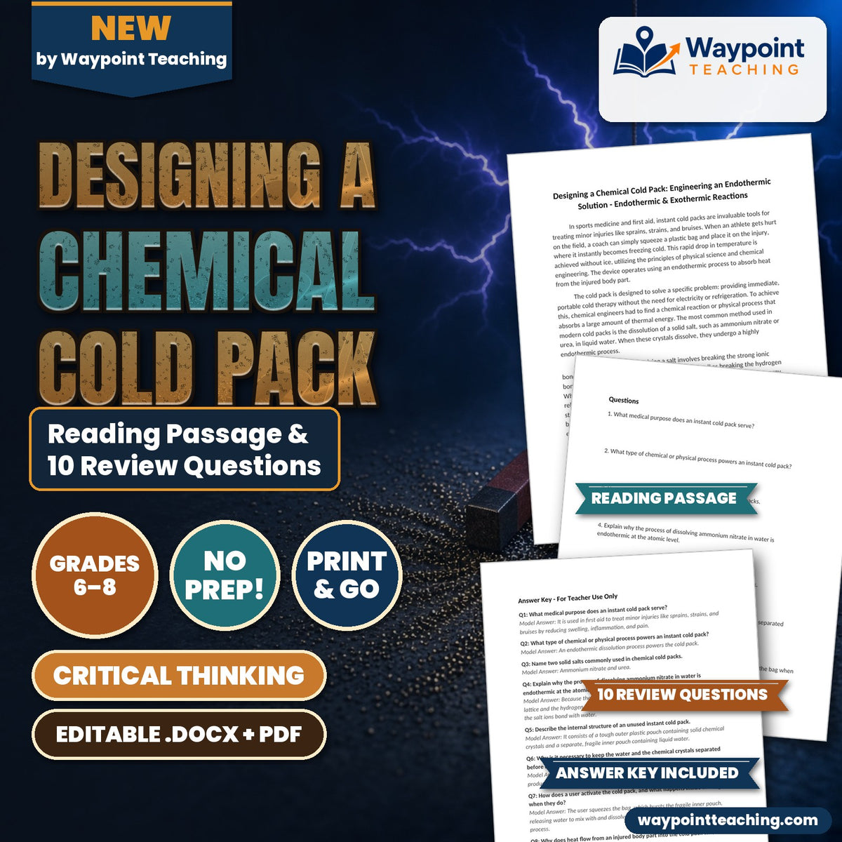 Designing a Chemical Cold Pack: Engineering an Endothermic Solution Reading Worksheet cover