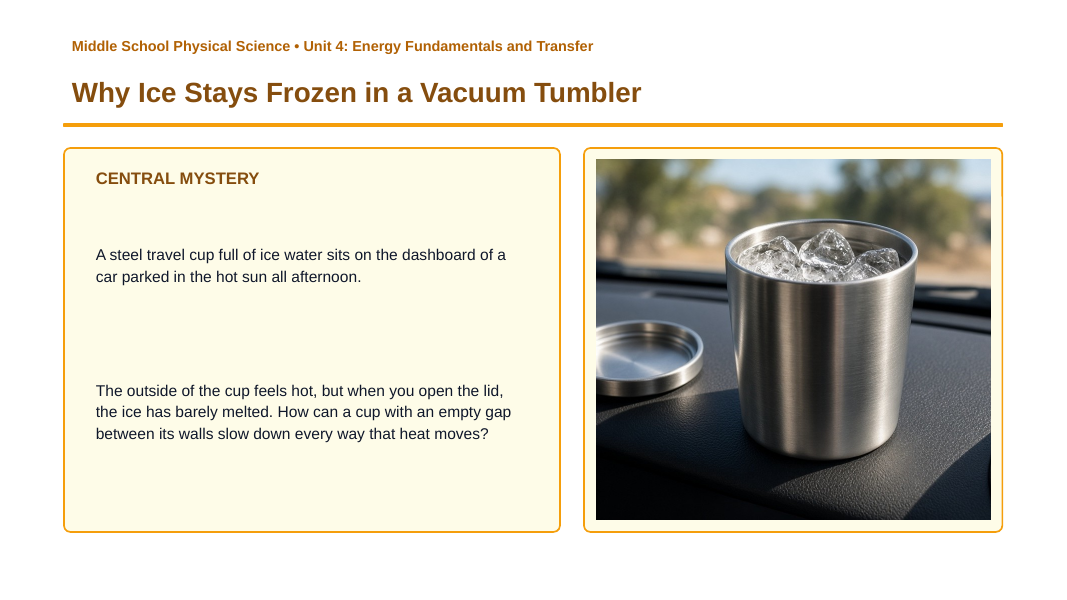 Designing Thermal Insulators & Conductors Phenomena-Based Lesson: Why Ice Stays Frozen in a Vacuum Tumbler Presentation sample page