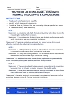 Designing Thermal Insulators & Conductors Truth or Lie Challenge sample page