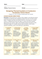 Designing Thermal Insulators & Conductors Vocabulary Choice Board sample page