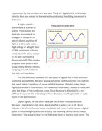 Differentiating Between Continuous Analog Waves and Discrete Digital Pulses Reading Worksheet sample page