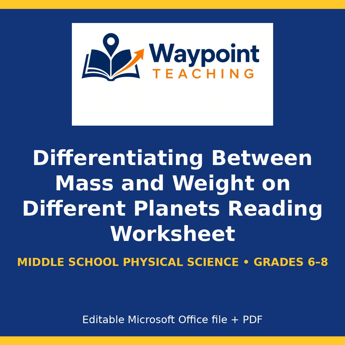 Differentiating Between Mass and Weight on Different Planets Reading Worksheet cover