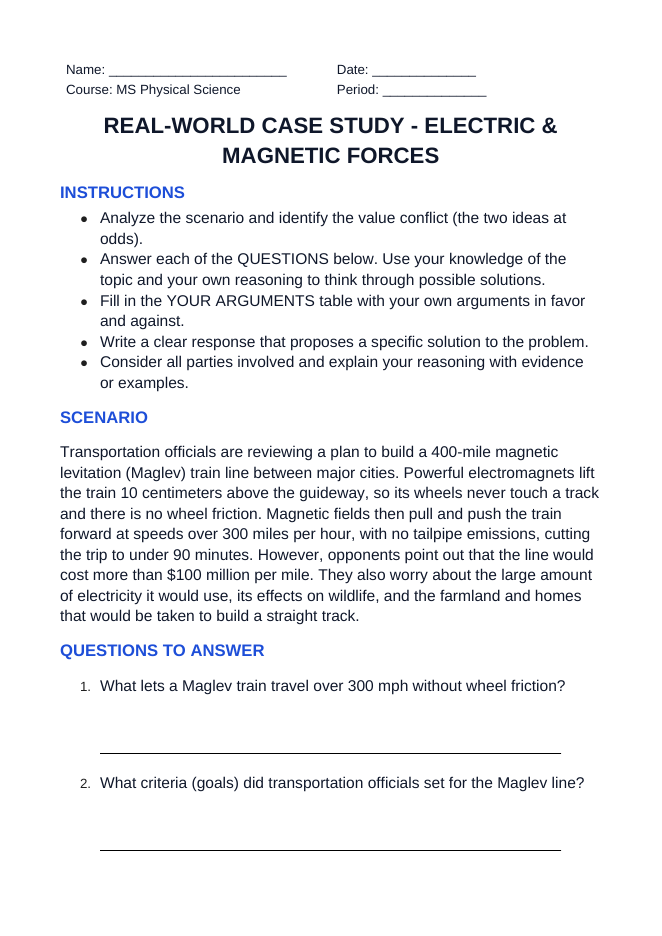 Electric & Magnetic Forces Real-World Case Study sample page