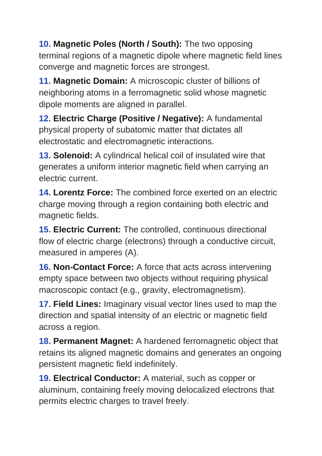 Electric & Magnetic Forces Vocabulary Words & Definitions sample page