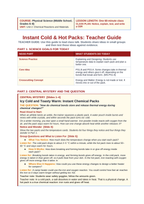 Endothermic & Exothermic Reactions Phenomena-Based Lesson: Icy Cold and Toasty Warm: Instant Chemical Packs Teacher Discussion Guide sample page