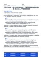 Engineering with Chemical Processes Truth or Lie Challenge sample page