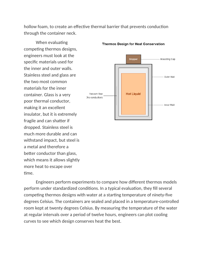 Evaluating Competing Thermos Designs for Heat Conservation Reading Worksheet sample page
