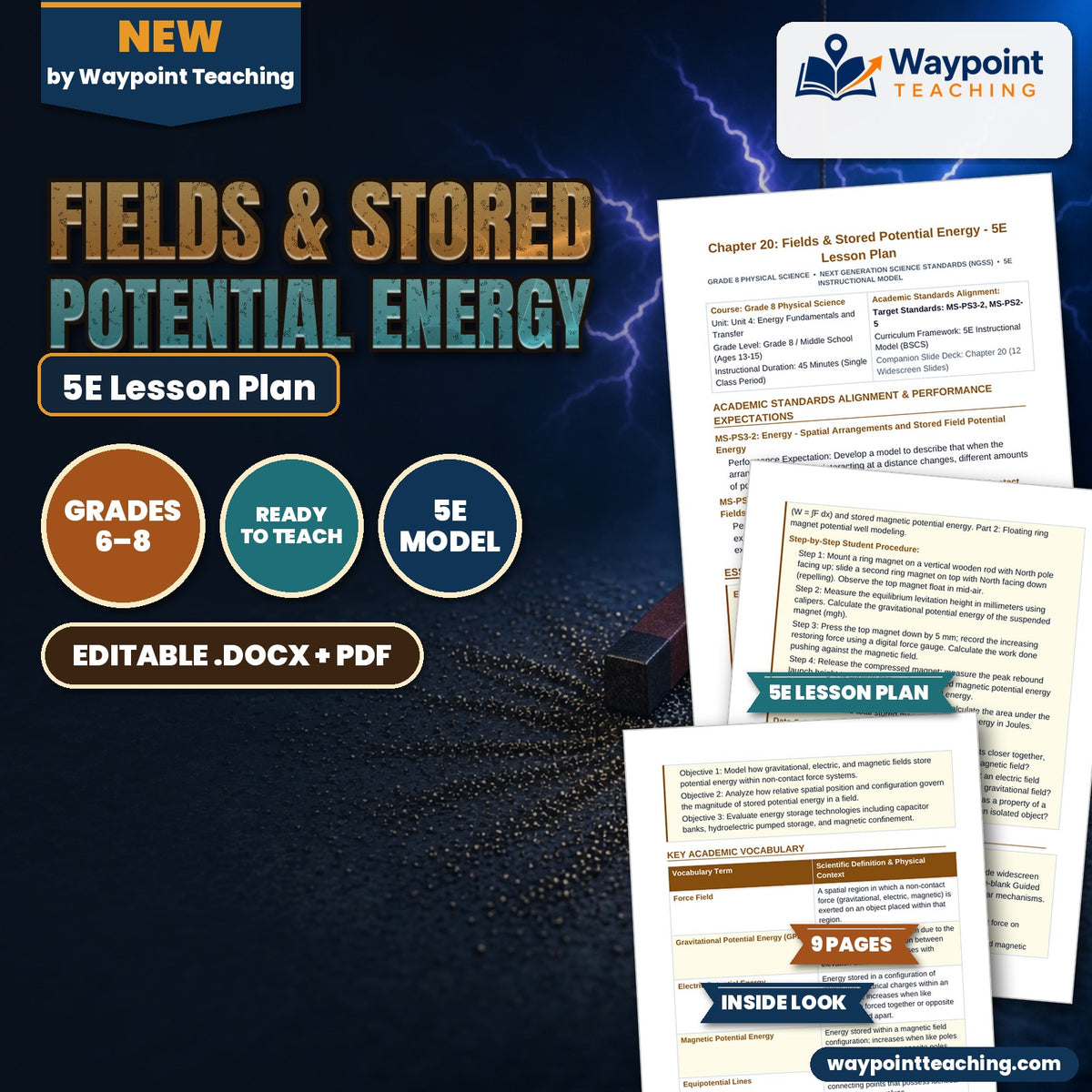 Fields & Stored Potential Energy 5E Lesson Plan cover