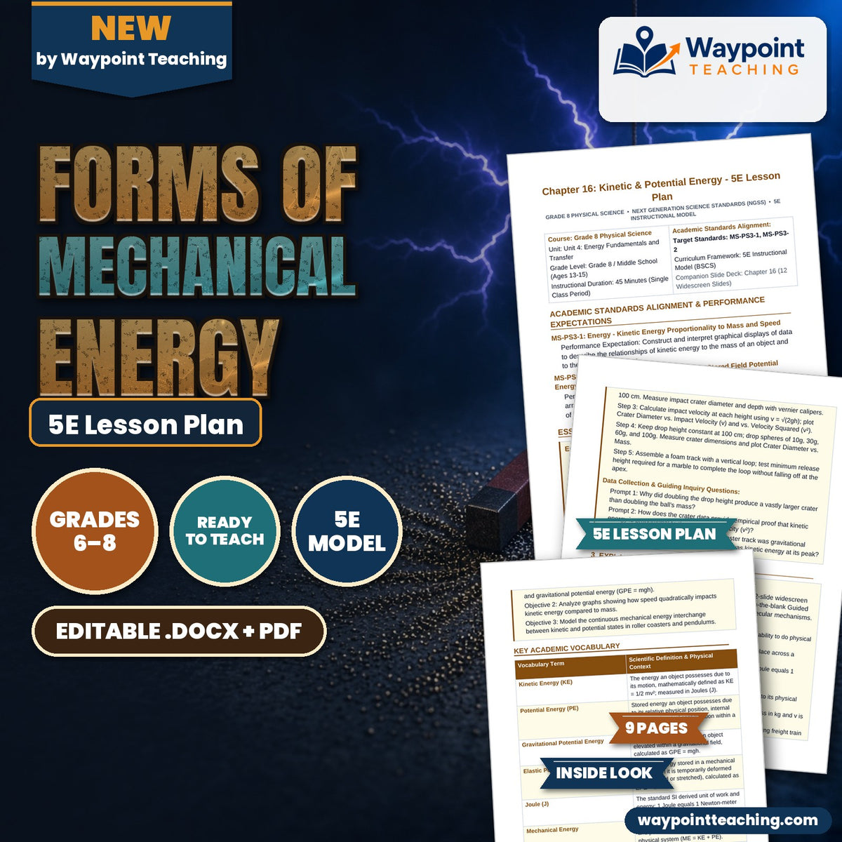Forms of Mechanical Energy 5E Lesson Plan cover